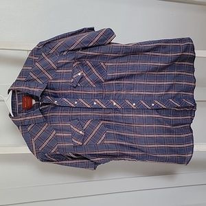 Rustler X Long Tails Men's Pearl Snap Western Shirt Plaid Lightweight Blue Red